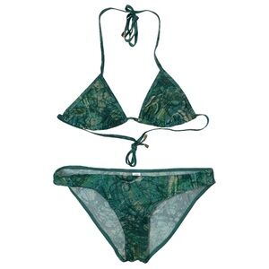 Kiniki "Tan Through" Transol Bikini Set in Green Santorini Print